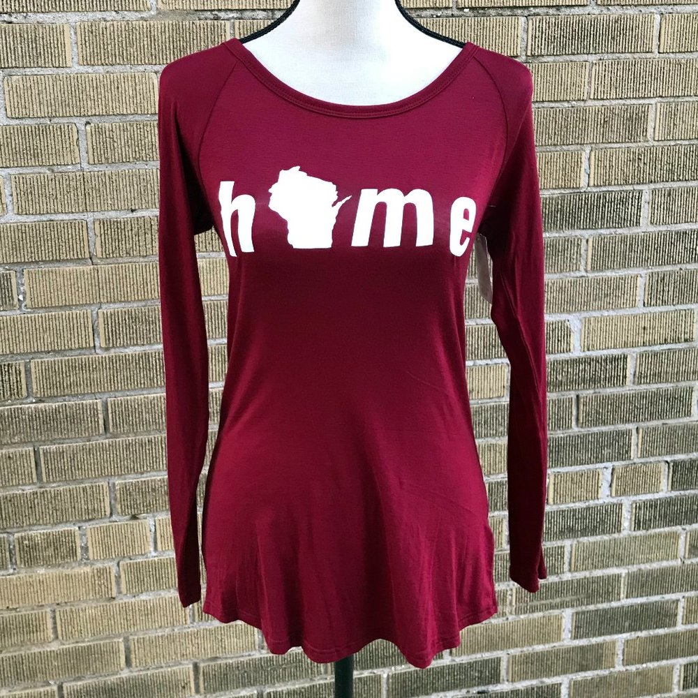 Burgundy Long Sleeve Wisconsin is Home Shirt